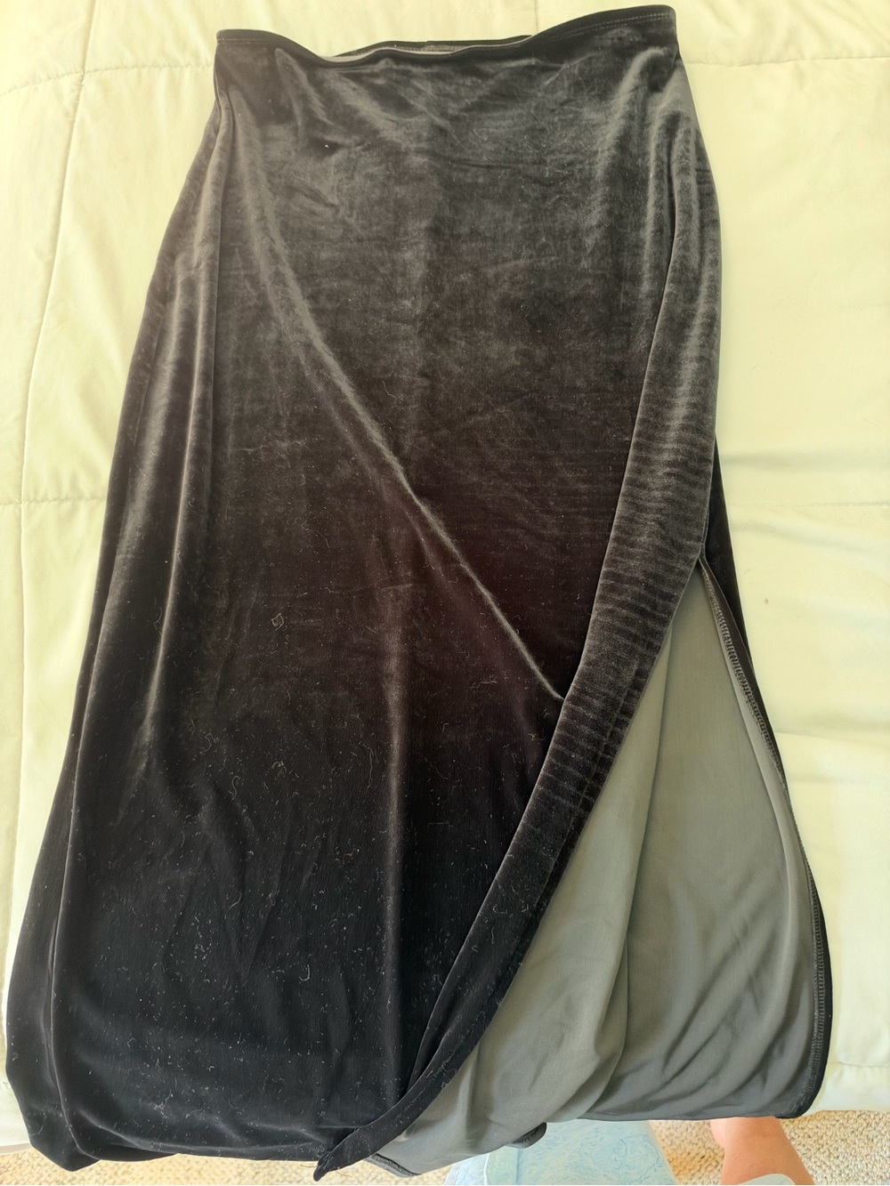 Elegant Black Velvet High-Low Wrap Skirt